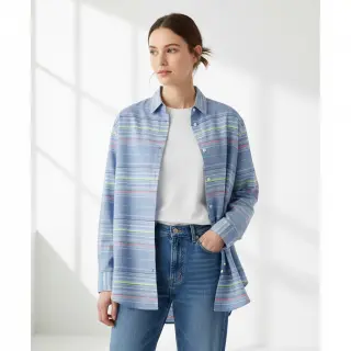 Cotton fabric YARN DYED NEON Stripe summer