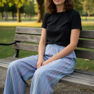 Cotton fabric YARN DYED NEON Stripe summer