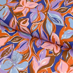Cotton fabric VISCOSE Flowers dark petrol