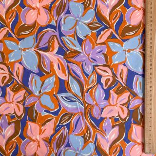 Cotton fabric VISCOSE Flowers dark petrol