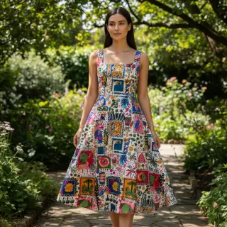 Cotton fabric SATIN Summer patchwork digital print