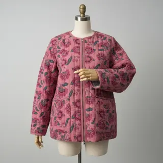 Double gauze/muslin STEPPED Flowers mauve