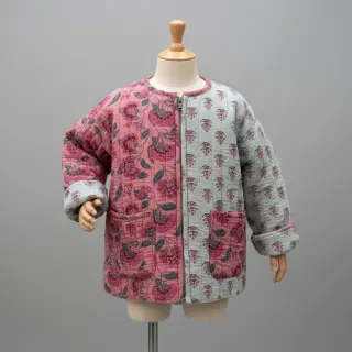 Double gauze/muslin STEPPED Flowers mauve