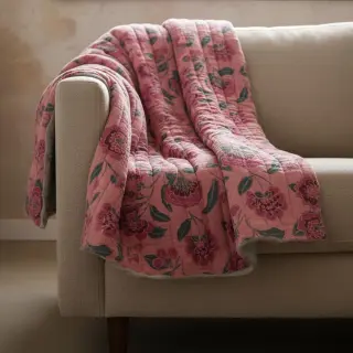 Double gauze/muslin STEPPED Flowers mauve