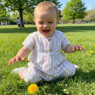 Double gauze/muslin Leaves in stripes digital print ORGANIC