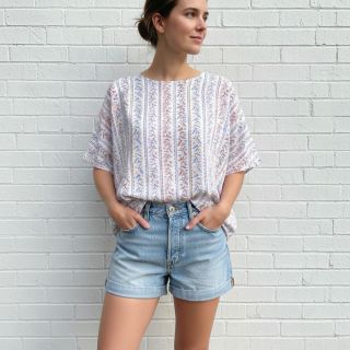 Double gauze/muslin Leaves in stripes digital print ORGANIC