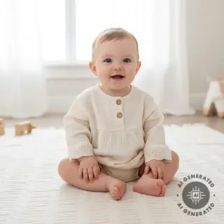Double gauze/muslin BORDER Helene natural