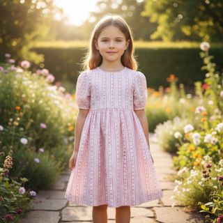 Double gauze/muslin Flowers check pink digital print