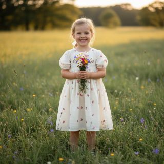 Double gauze/muslin EMBROIDERY Fruit natural peach