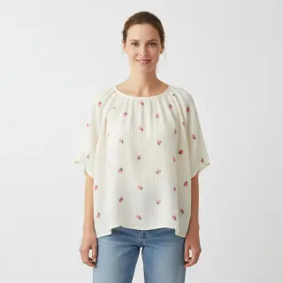 Double gauze/muslin EMBROIDERY Fruit peach SIMPLY NATURAL