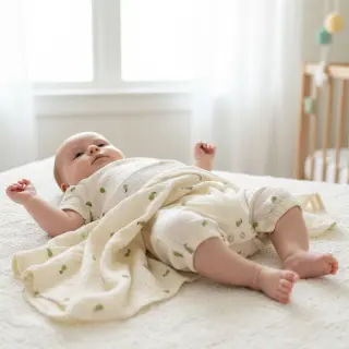 Double gauze/muslin EMBROIDERY Fruit green SIMPLY NATURAL