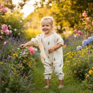 Double gauze/muslin EMBROIDERY Cactus natural