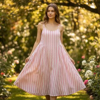 Double gauze/muslin YARN DYED Stripe in stripe pink