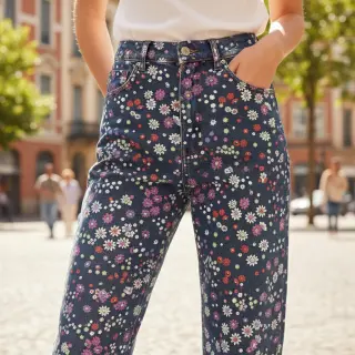 Cotton fabric JEANS Hearts