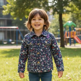 Cotton fabric JEANS Hearts