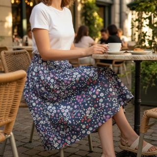 Cotton fabric JEANS Hearts