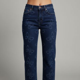 JEANS DENIM JACQUARD Butterflies