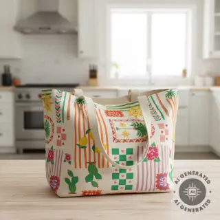 Decoration fabric Linenlook Pura Vida Patch digital print