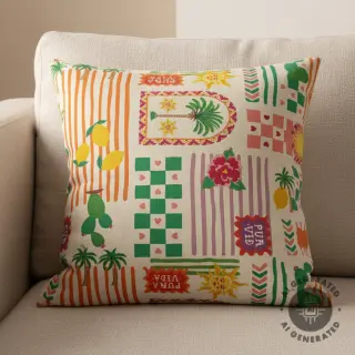 Decoration fabric Linenlook Pura Vida Patch digital print