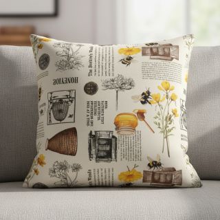 Decoration fabric Linenlook Bee Honey Recipe digital print