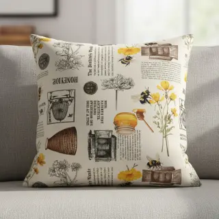 Decoration fabric Linenlook Bee Honey Recipe digital print