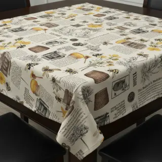 Decoration fabric Linenlook Bee Honey Recipe digital print
