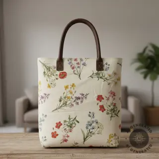Decoration fabric Linenlook Delicate Floral Field digital print