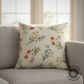 Decoration fabric Linenlook Delicate Floral Field digital print