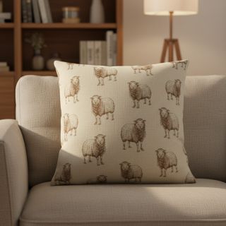 Decoration fabric Linenlook Pen Drawing Sheep digital print