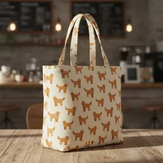 Decoration fabric Linenlook Labradoodle Dog Love digital print