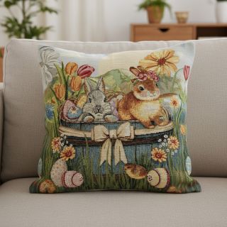 Decoration fabric GOBELIN PREMIUM Floral Easter Bunny PANEL