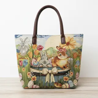 Decoration fabric GOBELIN PREMIUM Floral Easter Bunny PANEL