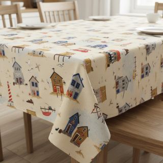 Decoration fabric Village Harbour Life digital print