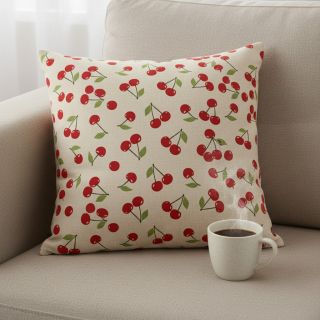 Decoration fabric Linenlook premium Cherry Happy Joy