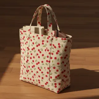 Decoration fabric Linenlook premium Cherry Happy Joy