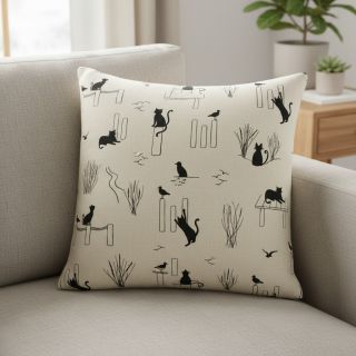 Decoration fabric Linenlook premium Cat Sea Life