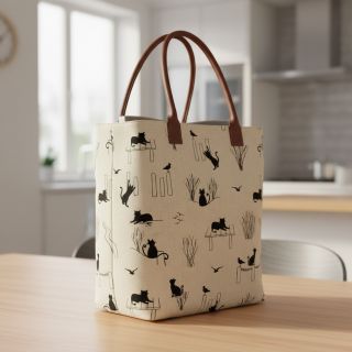 Decoration fabric Linenlook premium Cat Sea Life