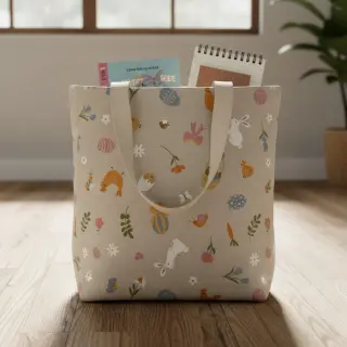 Decoration fabric Linenlook premium Easter Doodle Icon