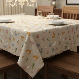 Decoration fabric Linenlook premium Easter Doodle Icon