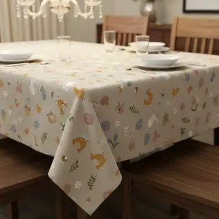Decoration fabric Linenlook premium Easter Doodle Icon