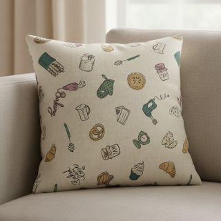 Decoration fabric Linenlook premium Bake Off Doodle