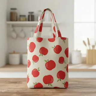Decoration fabric Linenlook premium Apple Happy Joy