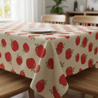 Decoration fabric Linenlook premium Apple Happy Joy