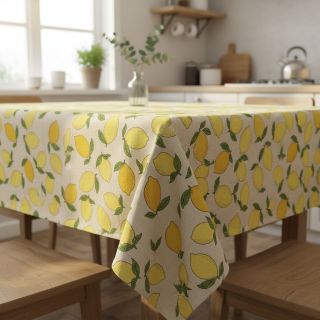 Decoration fabric Linenlook premium Sunny Lemon Fruit