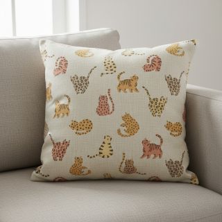 Decoration fabric Linenlook premium Cute Wild Cat