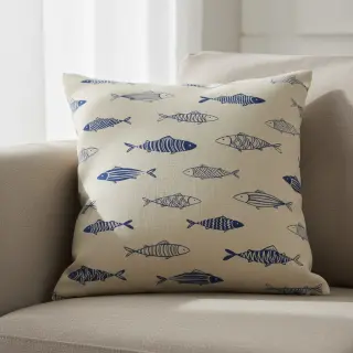 Decoration fabric Linenlook premium Fish Swimming School