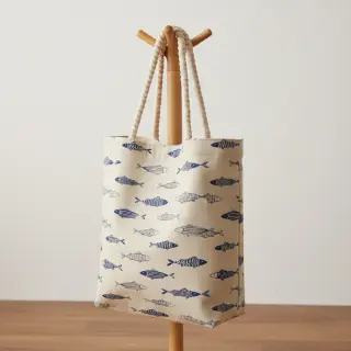 Decoration fabric Linenlook premium Fish Swimming School