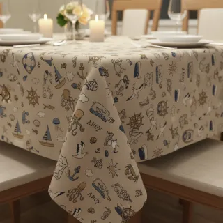 Decoration fabric Linenlook premium Nautical Doodle