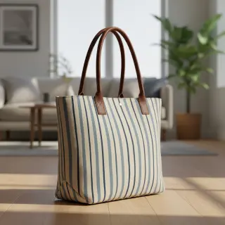 Decoration fabric Linenlook premium Wavy Art Stripe
