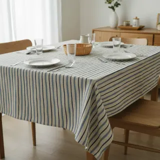 Decoration fabric Linenlook premium Wavy Art Stripe